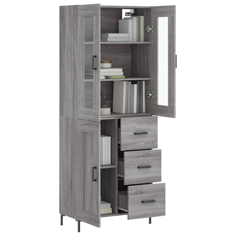 Dulap înalt, gri sonoma, 69,5x34x180 cm, lemn compozit