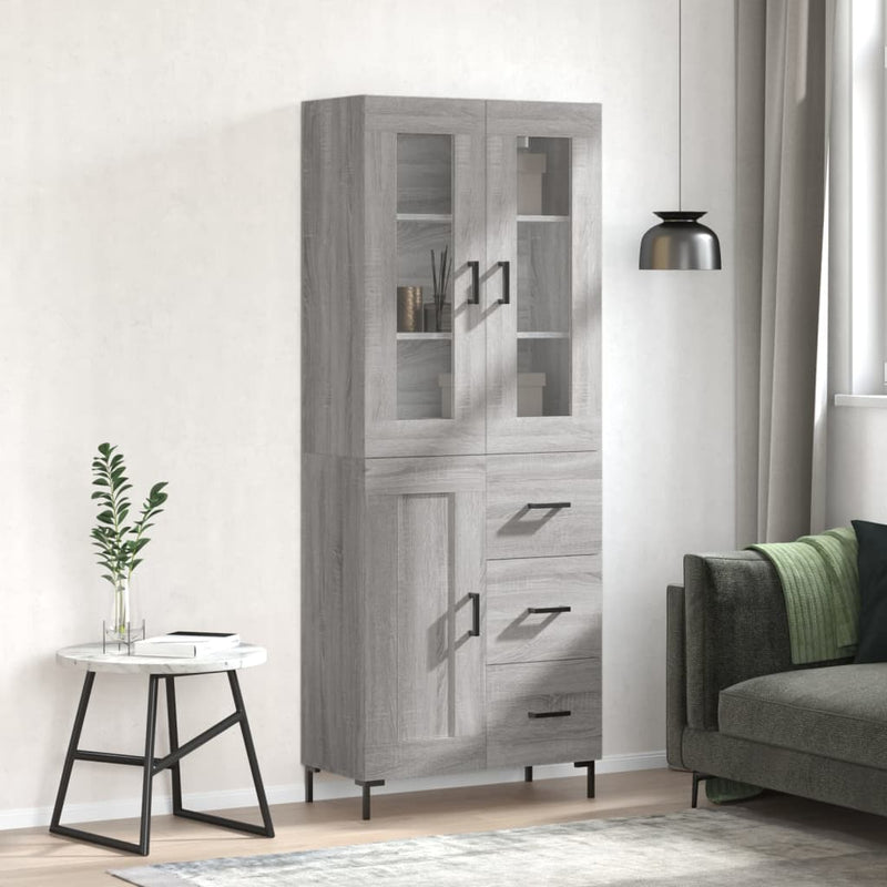 Dulap înalt, gri sonoma, 69,5x34x180 cm, lemn compozit
