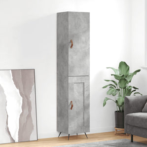 Dulap înalt, gri beton, 34,5x34x180 cm, lemn prelucrat