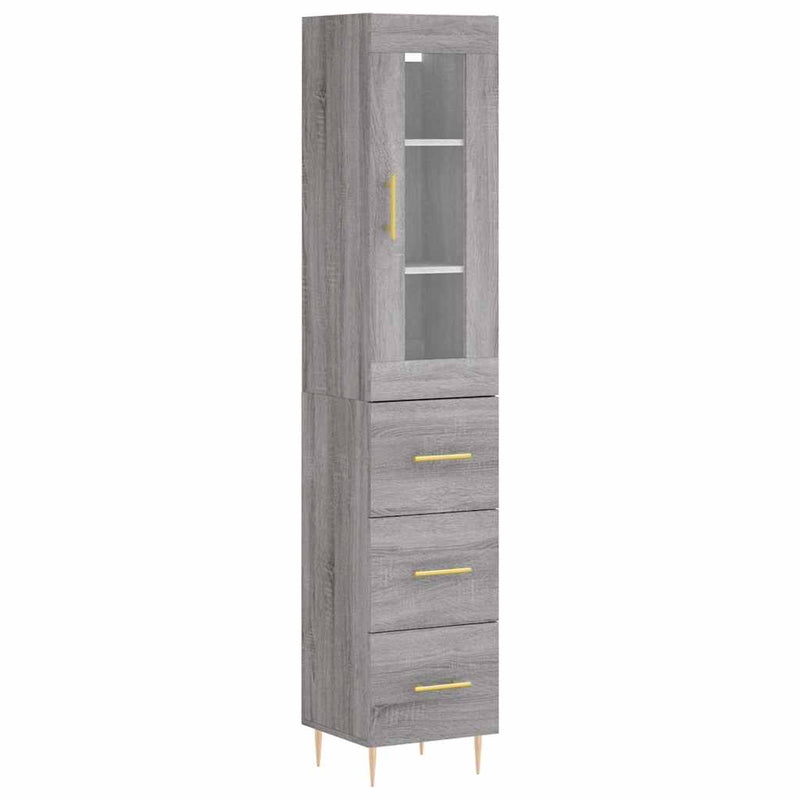 Dulap înalt, gri sonoma, 34,5x34x180 cm, lemn prelucrat