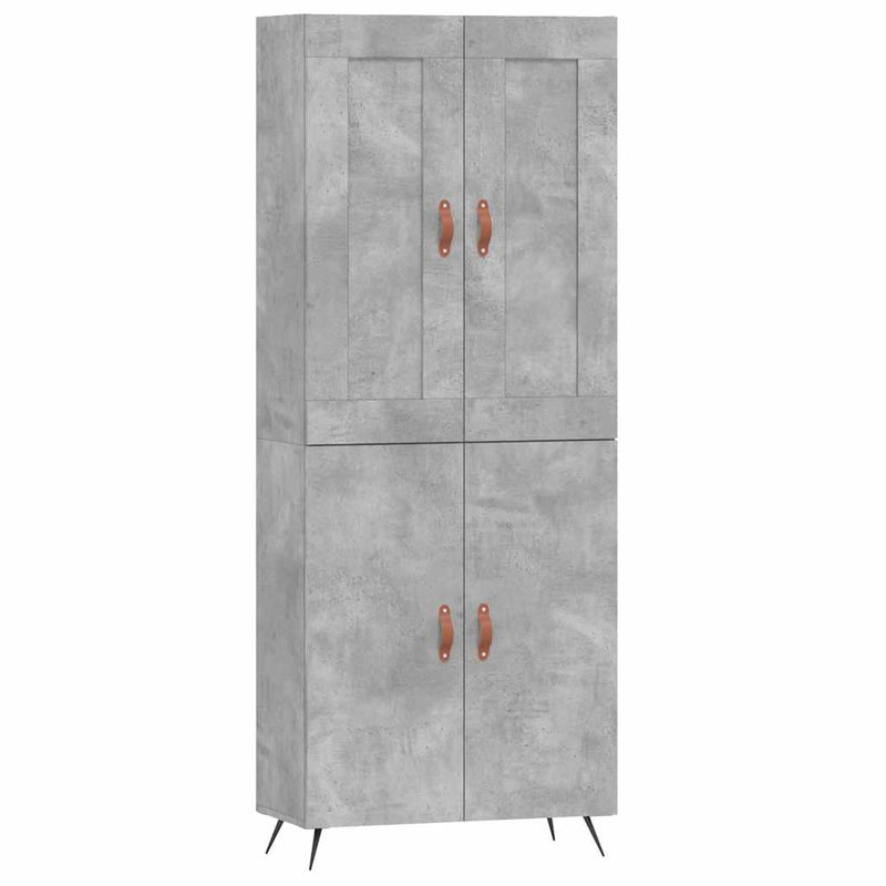 Dulap înalt, gri beton, 69,5x34x180, lemn compozit