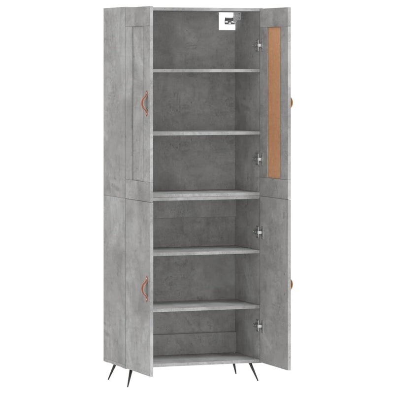 Dulap înalt, gri beton, 69,5x34x180, lemn compozit