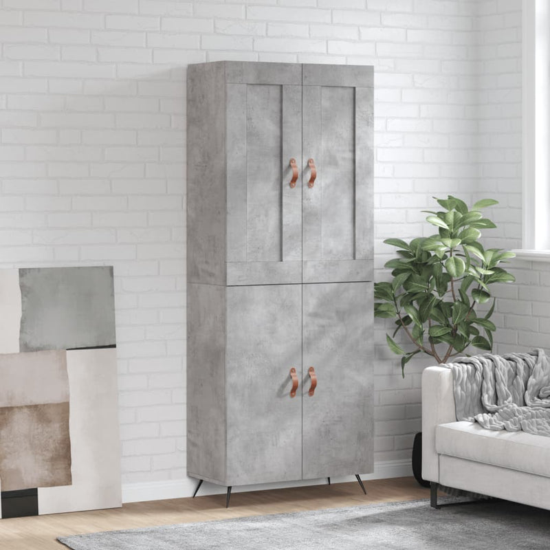 Dulap înalt, gri beton, 69,5x34x180, lemn compozit