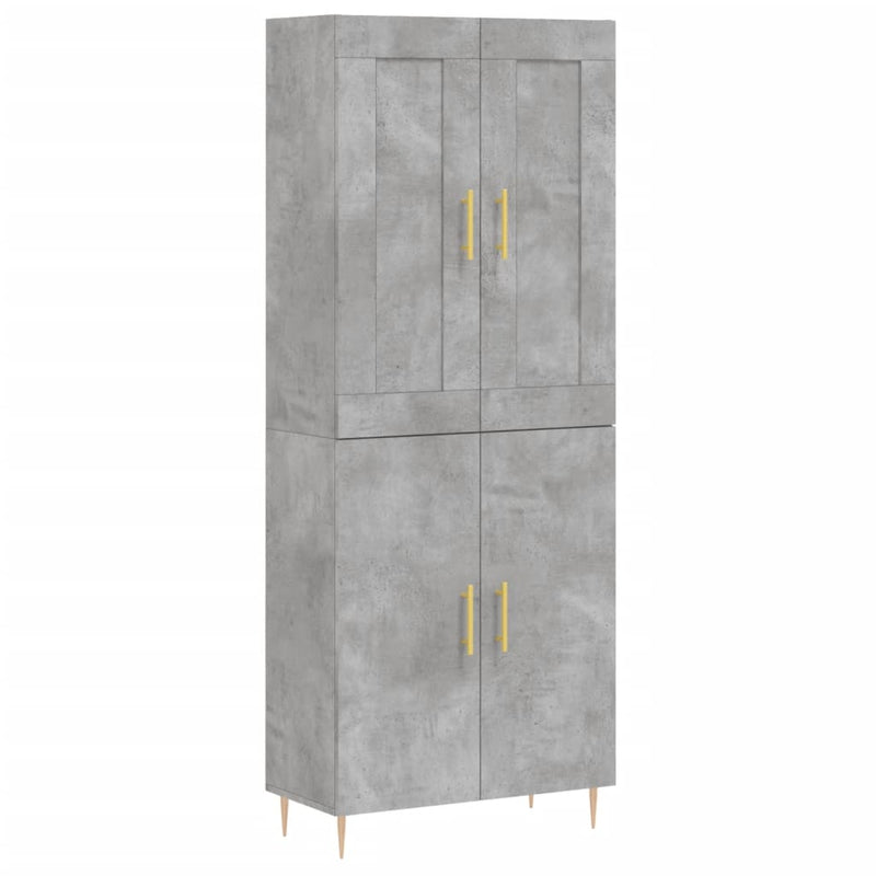 Dulap înalt, gri beton, 69,5x34x180, lemn compozit