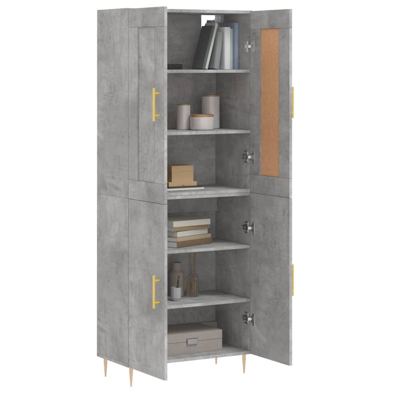 Dulap înalt, gri beton, 69,5x34x180, lemn compozit