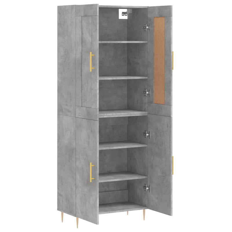 Dulap înalt, gri beton, 69,5x34x180, lemn compozit