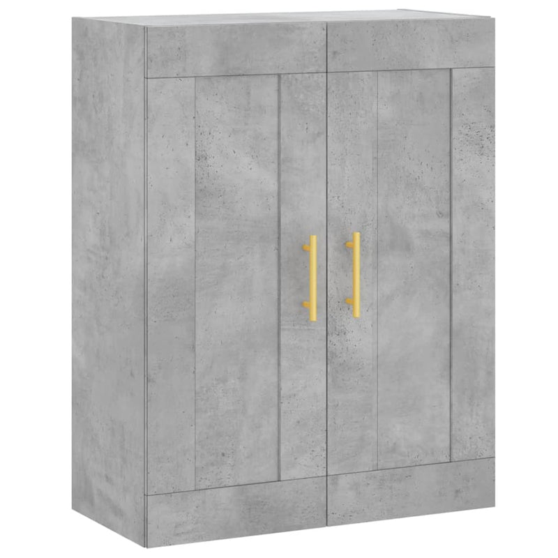 Dulap înalt, gri beton, 69,5x34x180, lemn compozit
