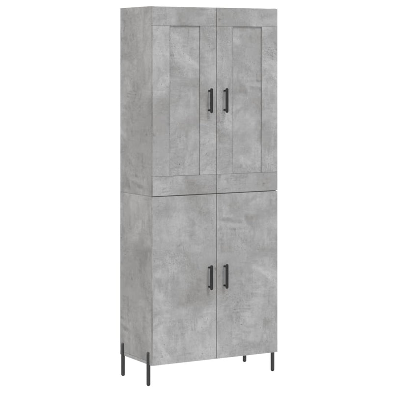 Dulap înalt, gri beton, 69,5x34x180, lemn compozit