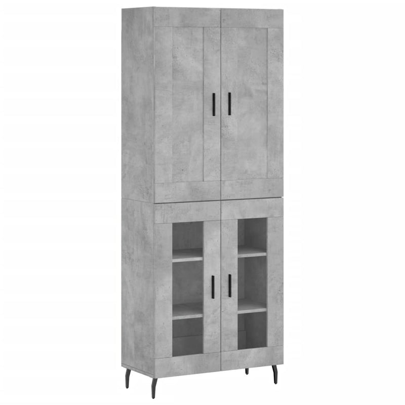 Dulap înalt, gri beton, 69,5x34x180, lemn compozit