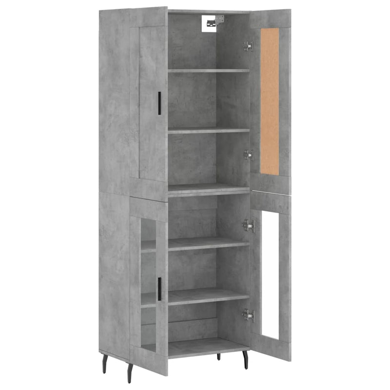 Dulap înalt, gri beton, 69,5x34x180, lemn compozit