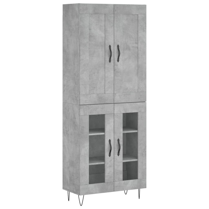 Dulap înalt, gri beton, 69,5x34x180, lemn compozit