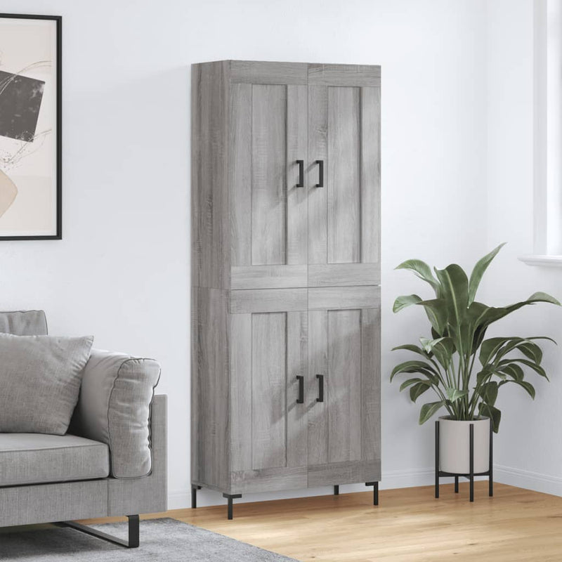 Dulap înalt, gri sonoma, 69,5x34x180 cm, lemn compozit