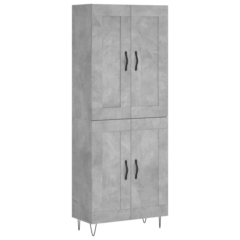 Dulap înalt, gri beton, 69,5x34x180, lemn compozit