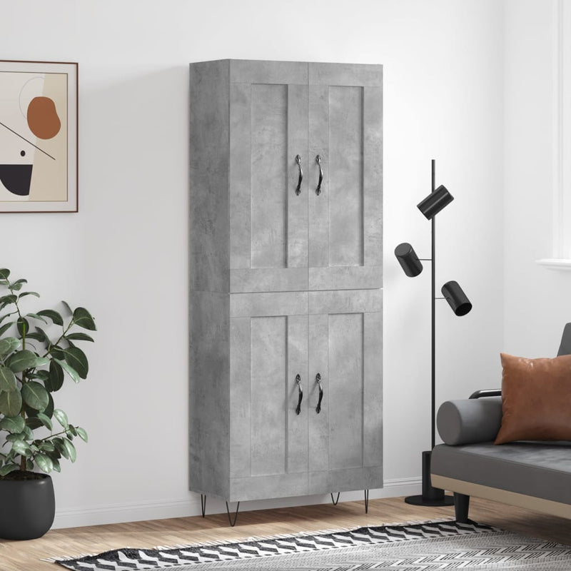 Dulap înalt, gri beton, 69,5x34x180, lemn compozit