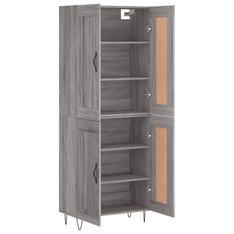 Dulap înalt, gri sonoma, 69,5x34x180 cm, lemn compozit