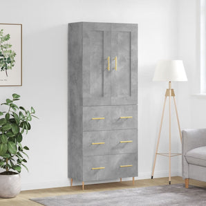 Dulap înalt, gri beton, 69,5x34x180, lemn compozit