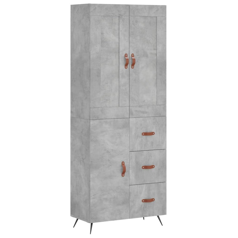 Dulap înalt, gri beton, 69,5x34x180, lemn compozit