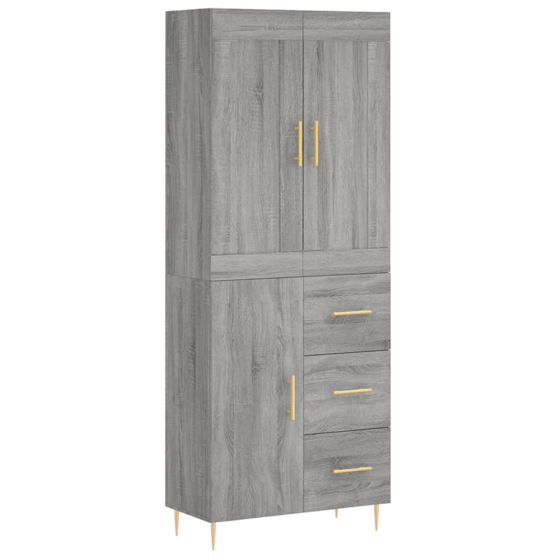 Dulap înalt, gri sonoma, 69,5x34x180 cm, lemn compozit