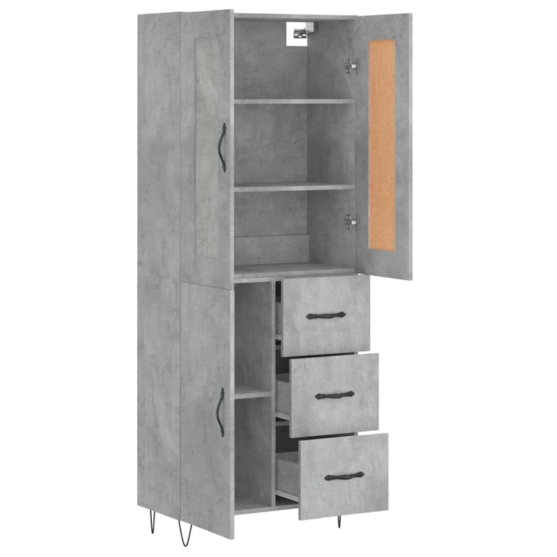 Dulap înalt, gri beton, 69,5x34x180, lemn compozit