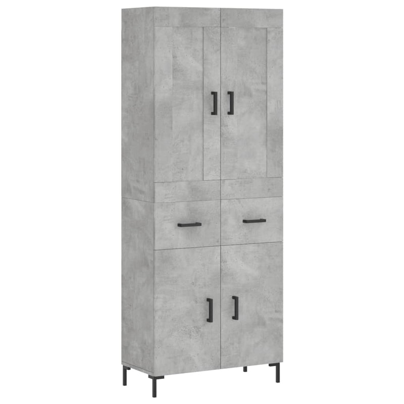 Dulap înalt, gri beton, 69,5x34x180, lemn compozit