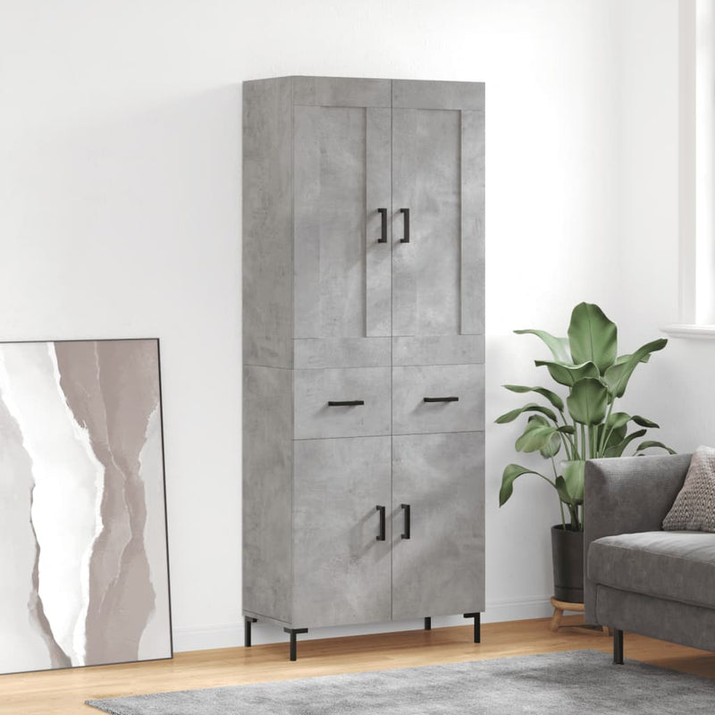 Dulap înalt, gri beton, 69,5x34x180, lemn compozit