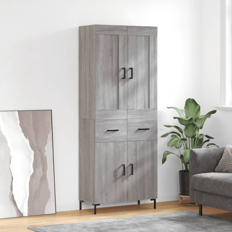 Dulap înalt, gri sonoma, 69,5x34x180 cm, lemn compozit