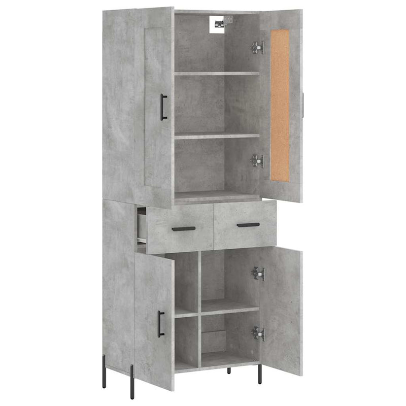 Dulap înalt, gri beton, 69,5x34x180, lemn compozit