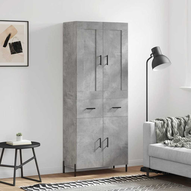 Dulap înalt, gri beton, 69,5x34x180, lemn compozit