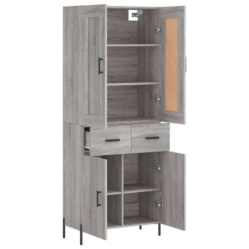 Dulap înalt, gri sonoma, 69,5x34x180 cm, lemn compozit