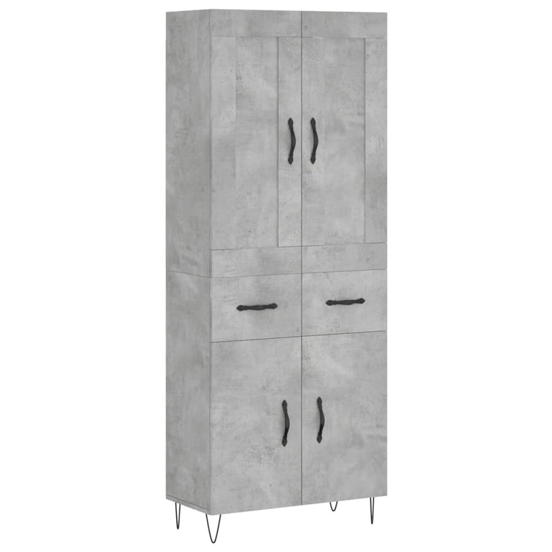 Dulap înalt, gri beton, 69,5x34x180, lemn compozit