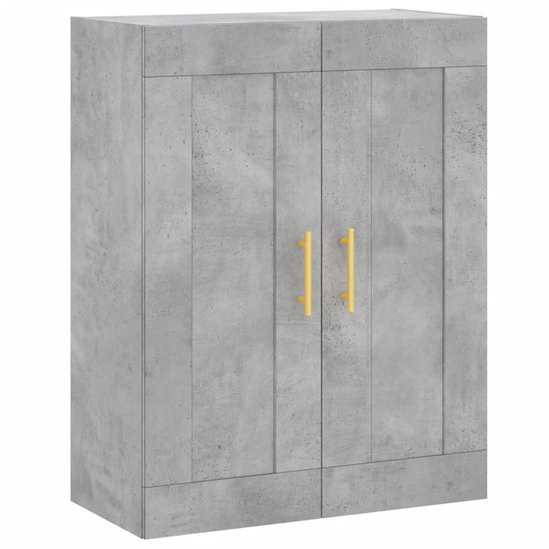 Dulap înalt, gri beton, 69,5x34x180, lemn compozit