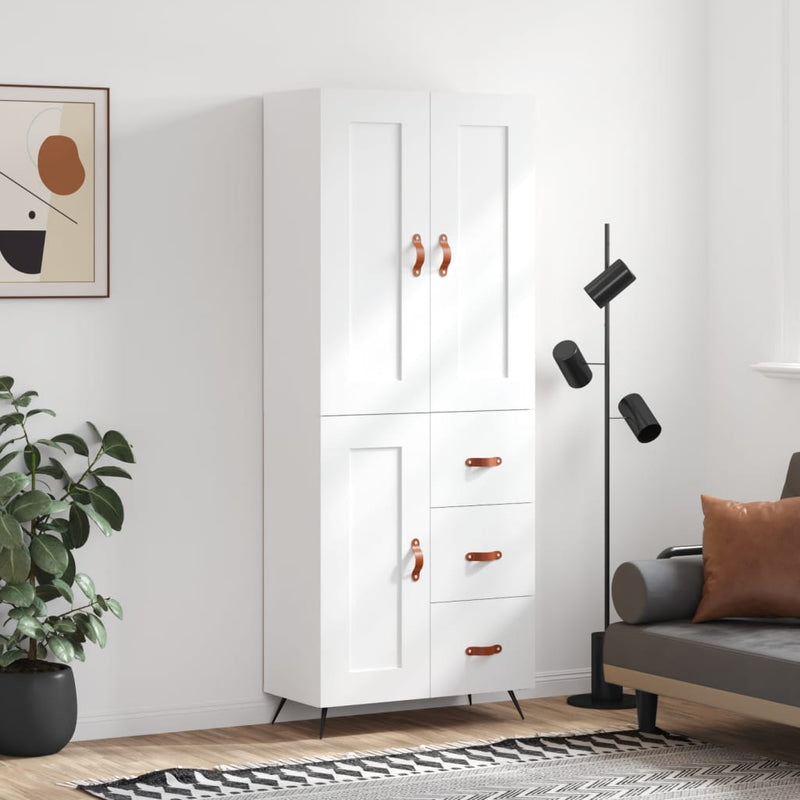 Dulap înalt, alb, 69,5x34x180 cm, lemn compozit