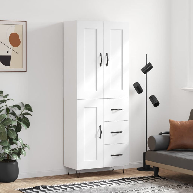 Dulap înalt, alb, 69,5x34x180 cm, lemn compozit