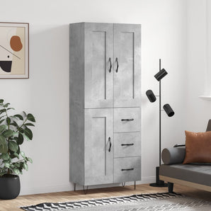 Dulap înalt, gri beton, 69,5x34x180, lemn compozit
