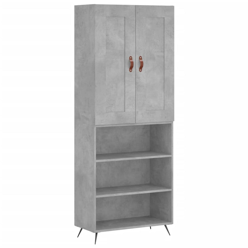 Dulap înalt, gri beton, 69,5x34x180, lemn compozit
