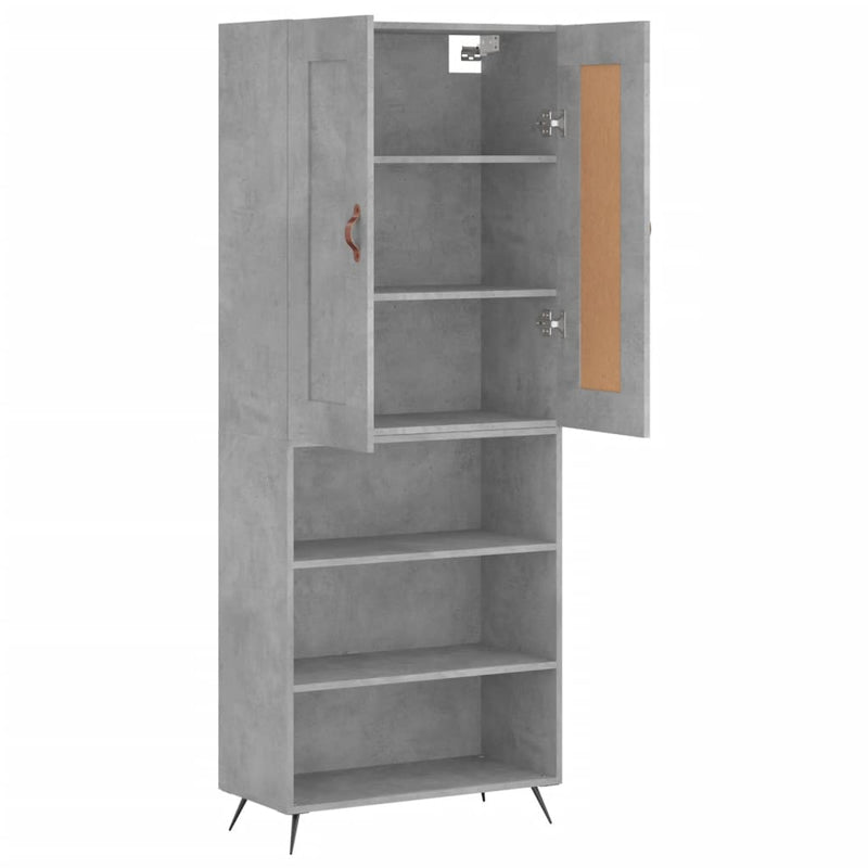 Dulap înalt, gri beton, 69,5x34x180, lemn compozit