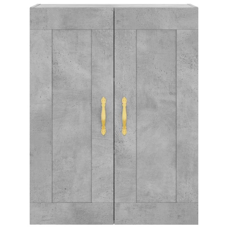 Dulap înalt, gri beton, 69,5x34x180, lemn compozit