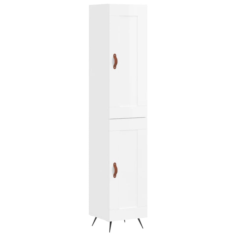 Dulap înalt, alb extralucios, 34,5x34x180 cm, lemn prelucrat