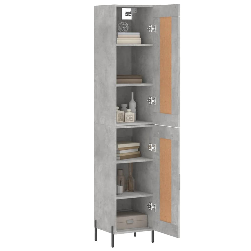 Dulap înalt, gri beton, 34,5x34x180 cm, lemn prelucrat