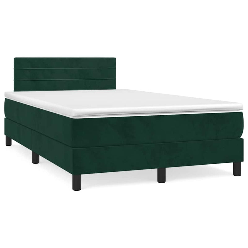 Pat box spring cu saltea, verde închis, 120x200 cm, catifea