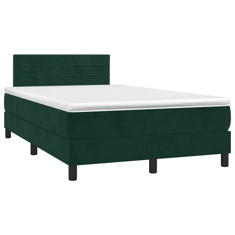 Pat box spring cu saltea, verde închis, 120x200 cm, catifea