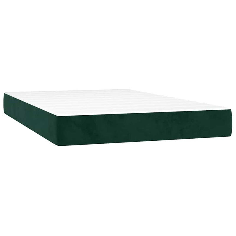 Pat box spring cu saltea, verde închis, 120x200 cm, catifea