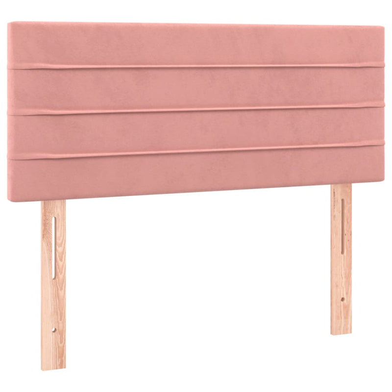Pat box spring cu saltea, roz, 120x200 cm, catifea