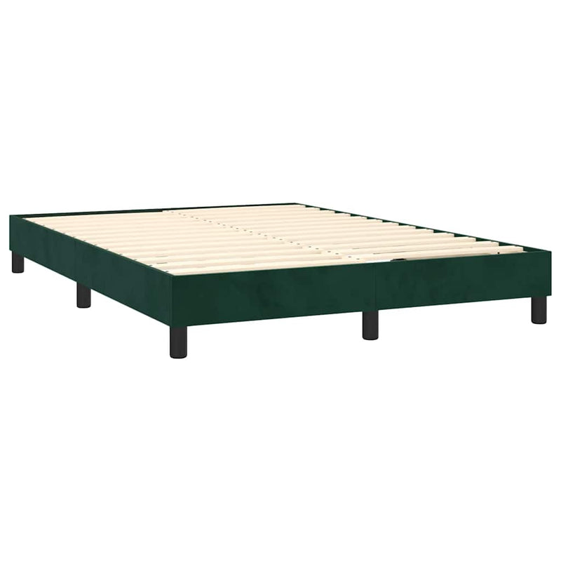 Pat box spring cu saltea, verde închis, 140x190 cm, catifea