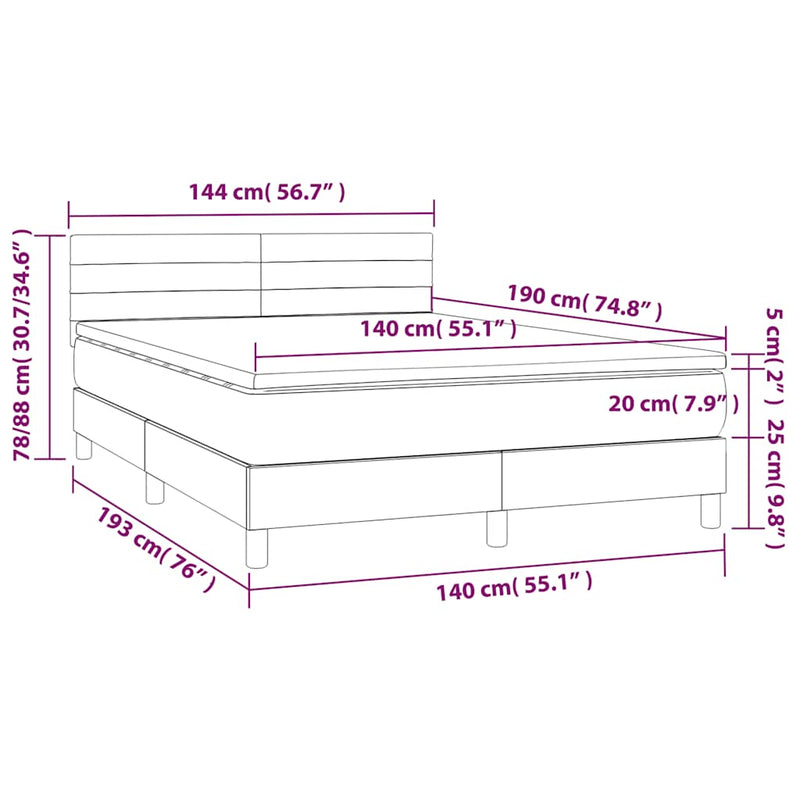 Pat box spring cu saltea, verde închis, 140x190 cm, catifea