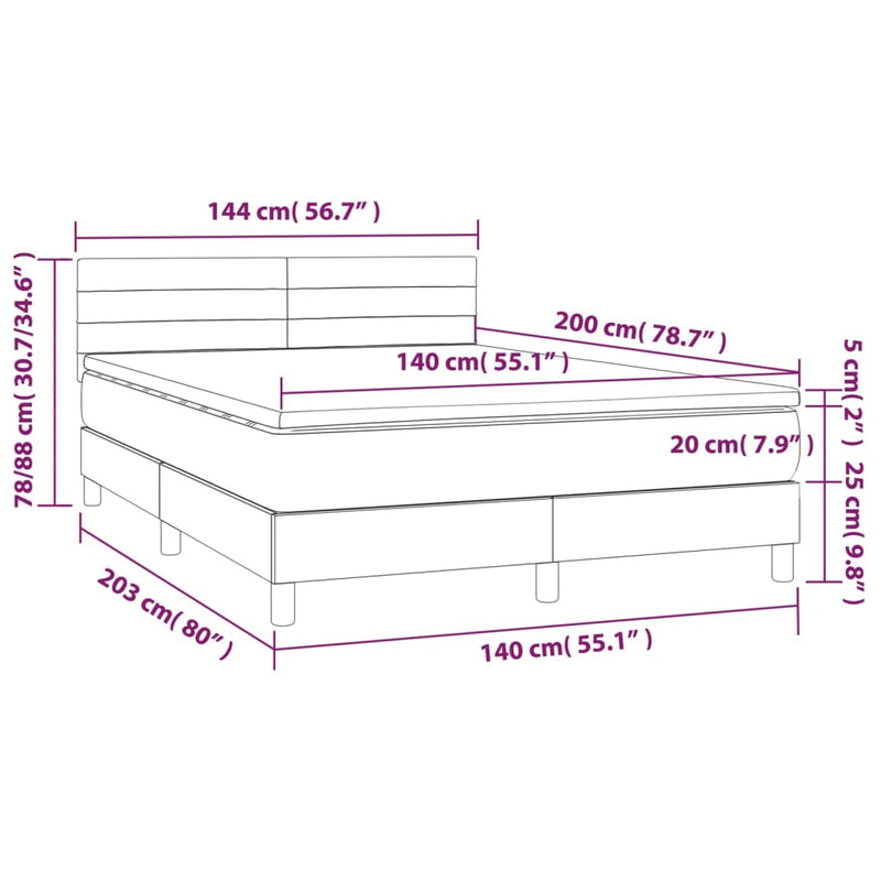 Pat box spring cu saltea, roz, 140x200 cm, catifea