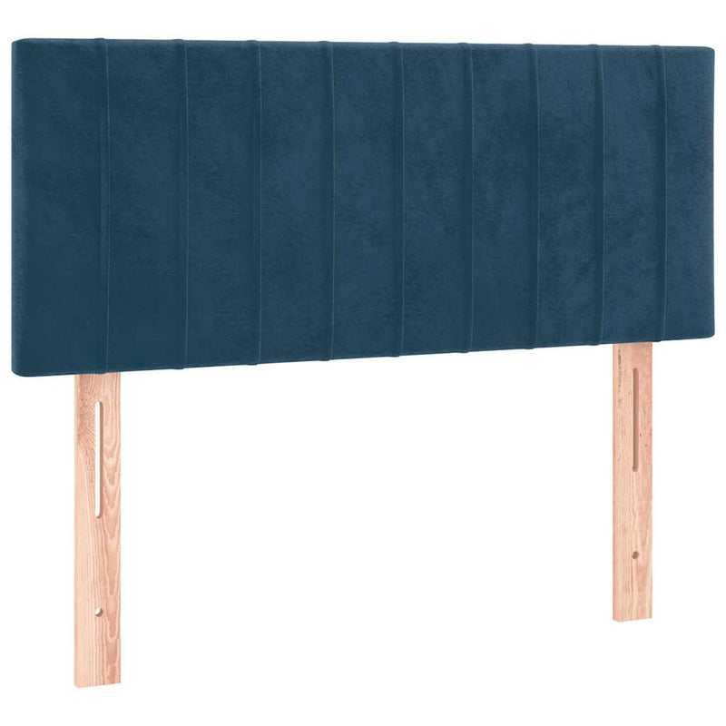 Pat box spring cu saltea, albastru închis, 90x200 cm, catifea