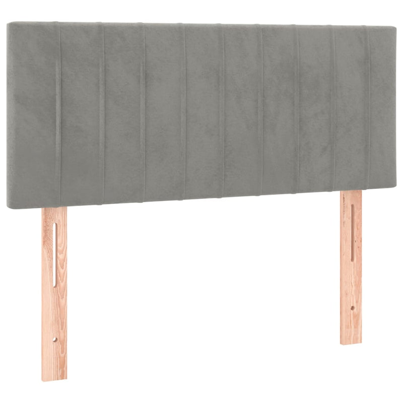 Pat box spring cu saltea, gri deschis, 100x200 cm, catifea