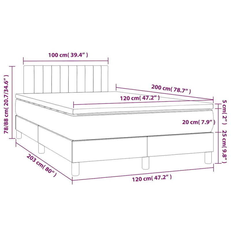 Pat box spring cu saltea, negru, 120x200 cm, catifea