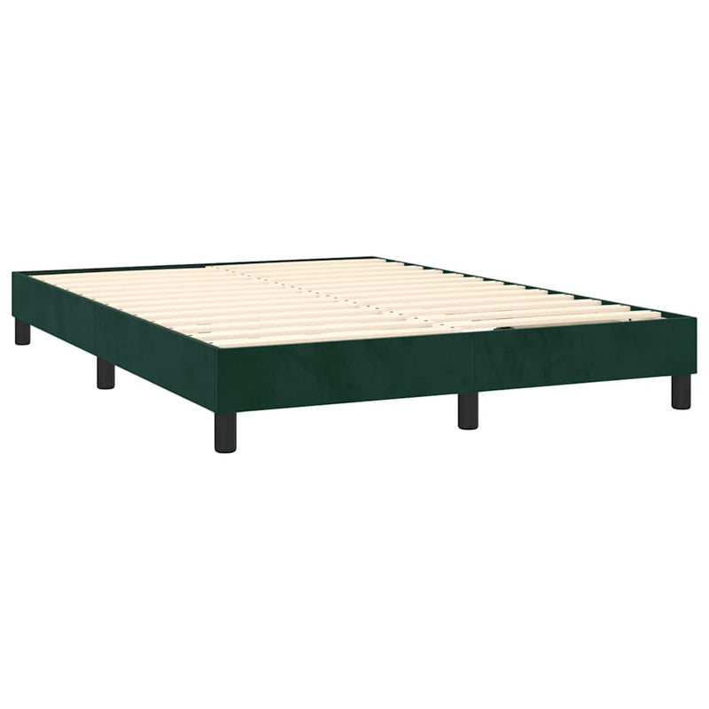 Pat box spring cu saltea, verde închis, 140x190 cm, catifea